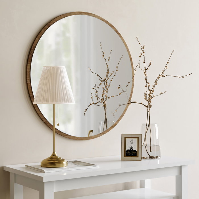 Hanah Home Espejo Decorativo Yuvarlak Ceviz A707 Nogal